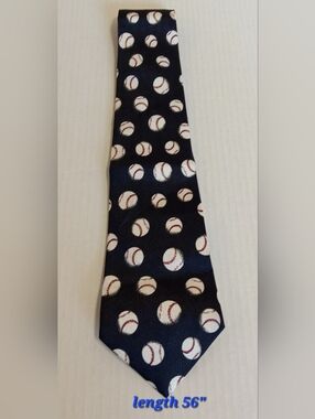 A. Rogers Mens Baseball Tie Novelty Navy Blue With Basball Prints